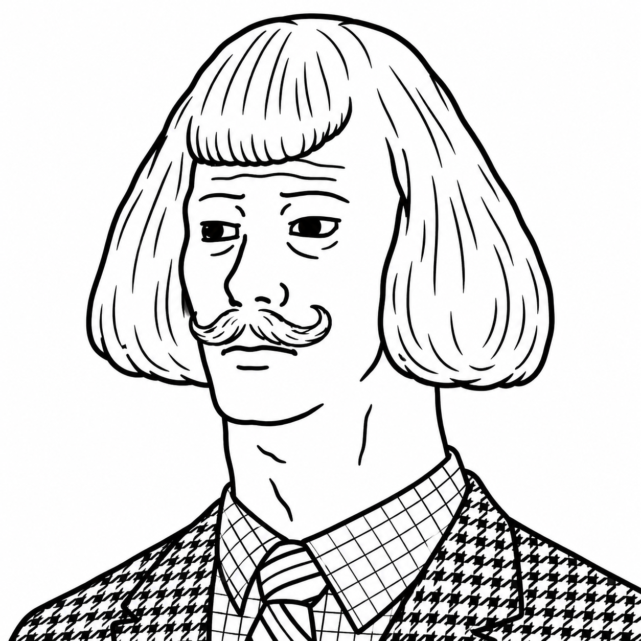 WOJAKPHIL line art character in suit